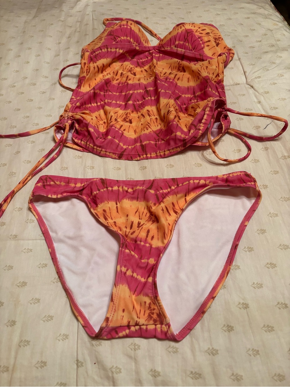 Vibrant Pink & Orange Tie-Dye Bikini Set